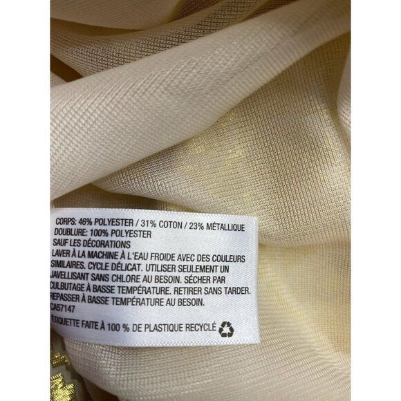 XHILARATION Cream Beige Metallic Gold Fit Flare Sleeveless Dress Sz Medium - Picture 10 of 10